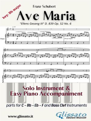 cover image of Ave Maria (Schubert)--Solo & Easy Piano (key Bb)